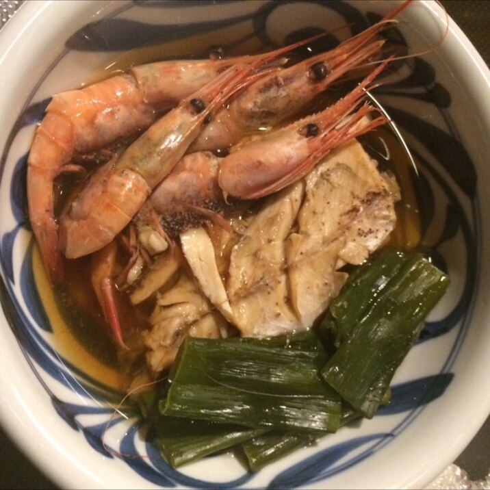 カワハギとガメエビの煮付け